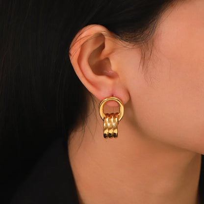 1 Pair Casual Artistic Stripe 304 Stainless Steel Ear Studs