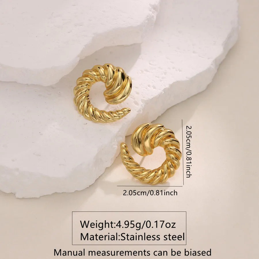 1 Pair Casual Vacation Sweet Irregular Stripe Bow Knot Hollow Out 304 Stainless Steel Imitation Gold  Ear Studs