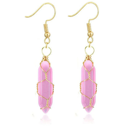 1 Pair Casual Simple Style Geometric natural stone Crystal Iron Drop Earrings