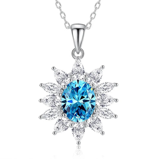 1 Piece 925 Sterling Silver Flower Zircon High Carbon Drill Gold Plating 925 sterling silver cable chain Pendant Necklace