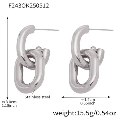 1 Pair Casual Elegant Hip-Hop Geometric Polishing Plating 304 Stainless Steel 18K Gold Plated Earrings