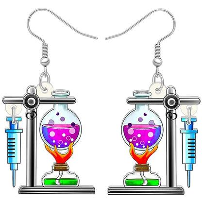 1 Pair Cute Novelty Earth instrument Microscope pencil Arylic Drop Earrings