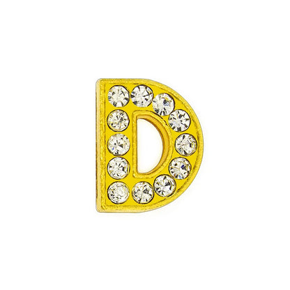 1 Piece 12mm Hole 6~9.9mm Alloy Rhinestones Letter DIY Ornament Accessories Beads