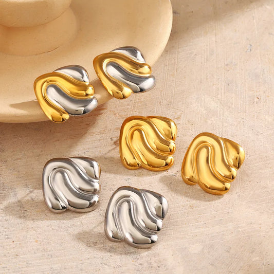 1 Pair Elegant Glam Hip-Hop Square 304 Stainless Steel 18K Gold Plated Ear Studs