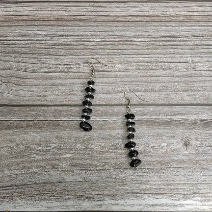 1 pair ethnic style geometric natural stone drop earrings