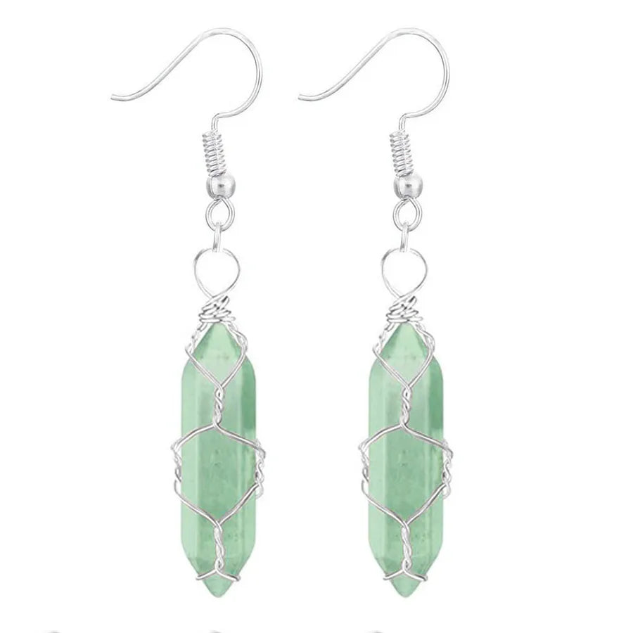 1 Pair Casual Simple Style Geometric natural stone Crystal Iron Drop Earrings