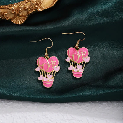 1 Pair Casual Sweet Heart Shape Enamel Alloy Drop Earrings
