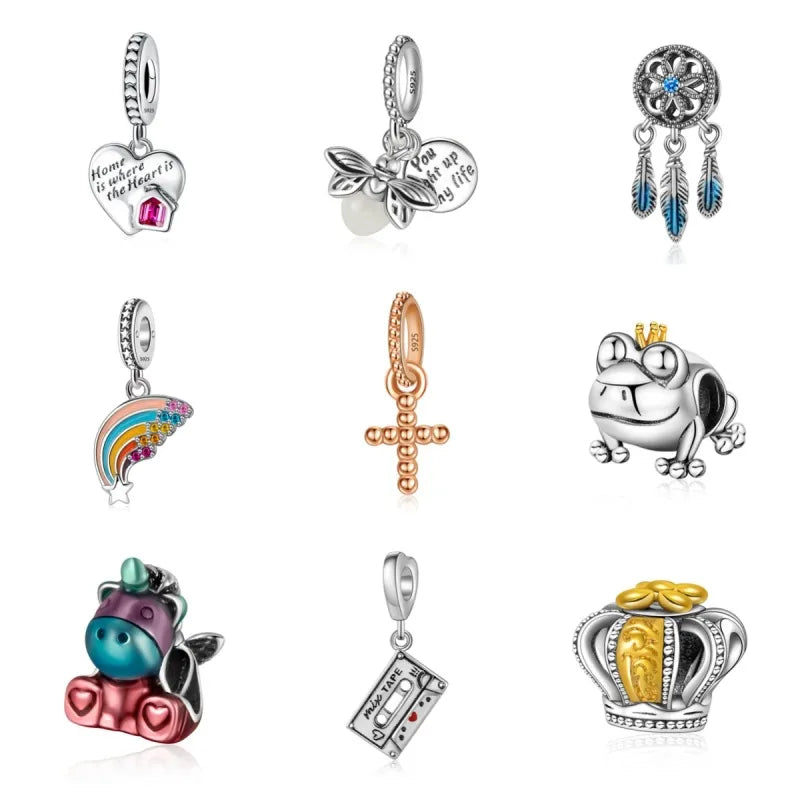 1 Piece 10 * 15mm White Copper Zircon Dreamcatcher Crown Polished Pendant Beads Jewelry Accessories