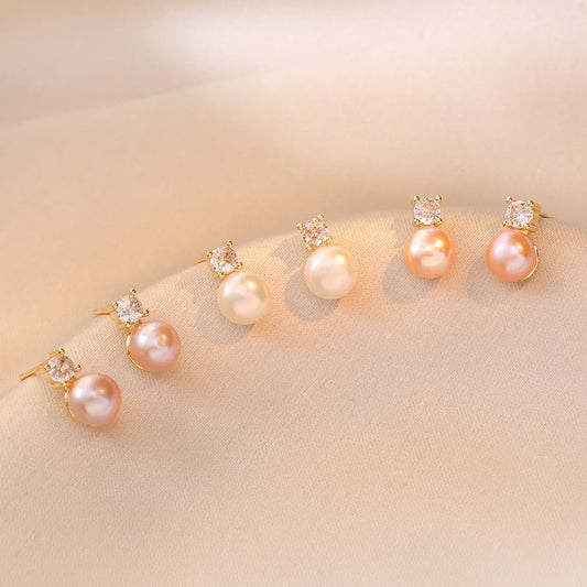 1 Pair Elegant Pearl Freshwater Pearl Copper Earrings