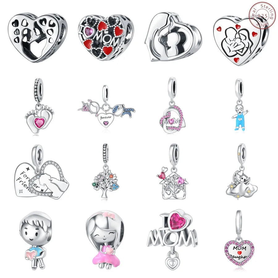 1 Piece 23*14mm 925 Sterling Silver Letter Heart Shape Pendant Beads Jewelry Accessories