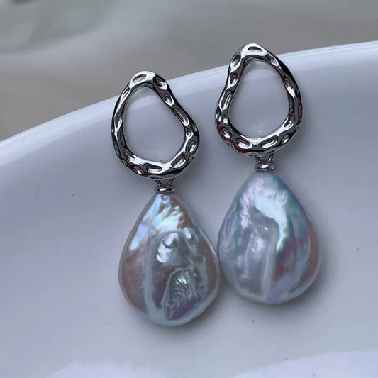 1 Pair Freshwater Pearl Copper Freshwater Pearl Solid Color Drop Earrings