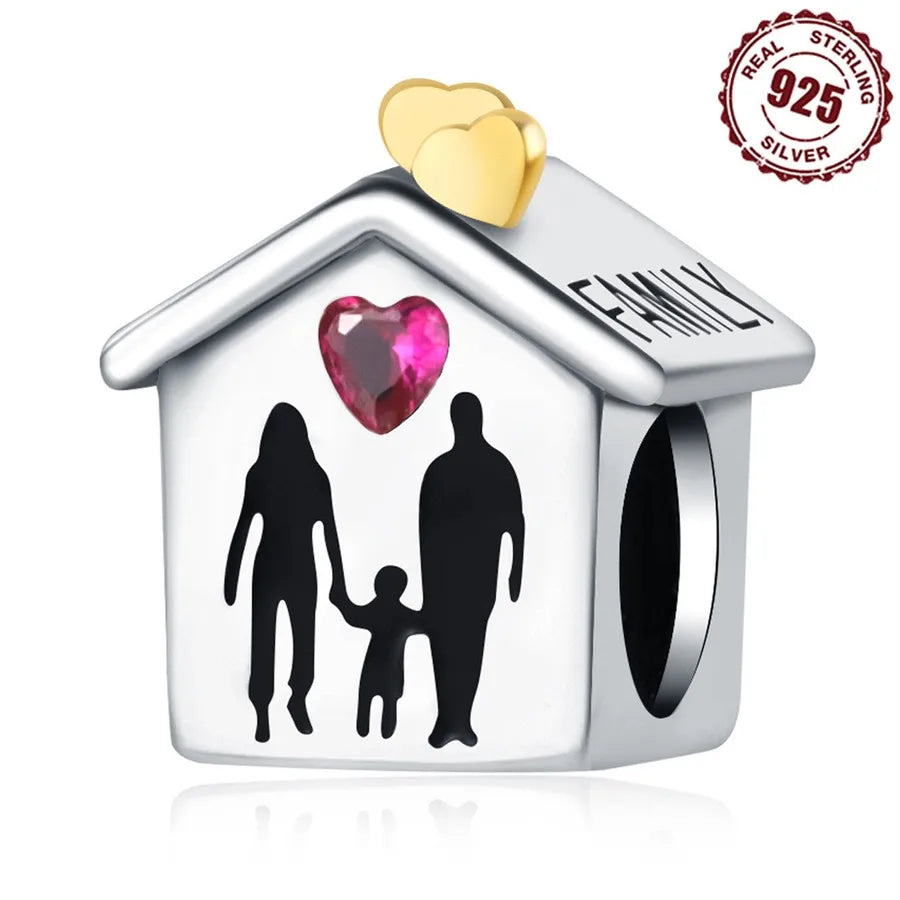 1 Piece 925 Sterling Silver Zircon Human Heart Shape Polished Pendant Beads Jewelry Accessories