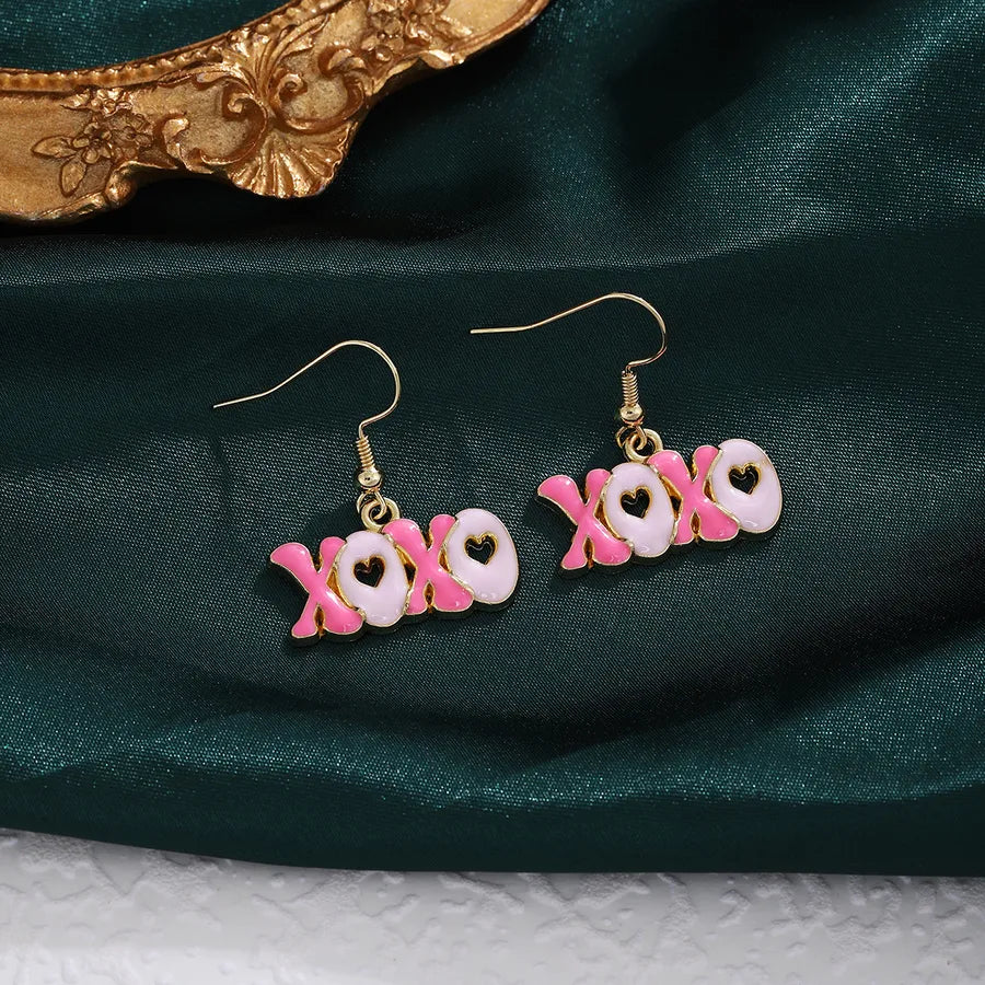 1 Pair Casual Sweet Heart Shape Enamel Alloy Drop Earrings