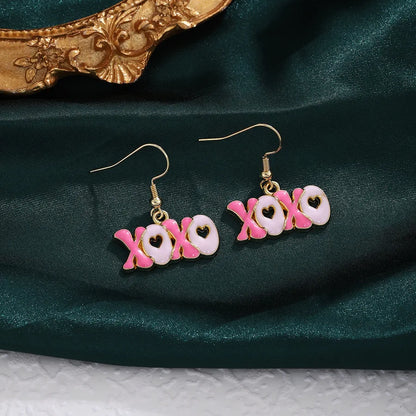 1 Pair Casual Sweet Heart Shape Enamel Alloy Drop Earrings