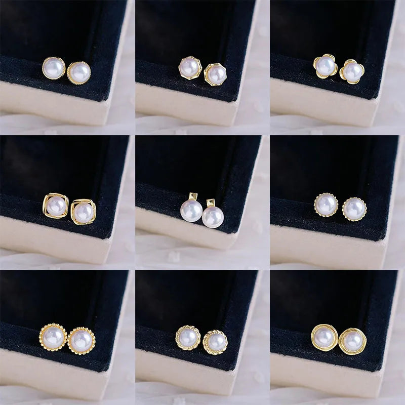 1 Pair Freshwater pearl earrings Pearl Ear Studs