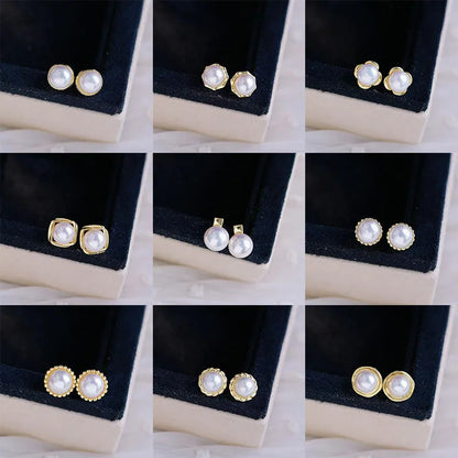 1 Pair Freshwater pearl earrings Pearl Ear Studs