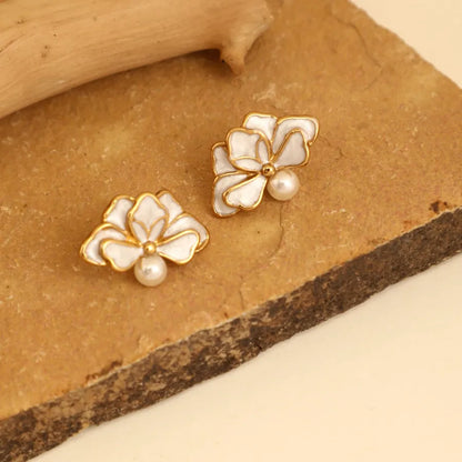 1 Pair IG Style Elegant Cute Round Flower Bow Knot 304 Stainless Steel Ear Studs