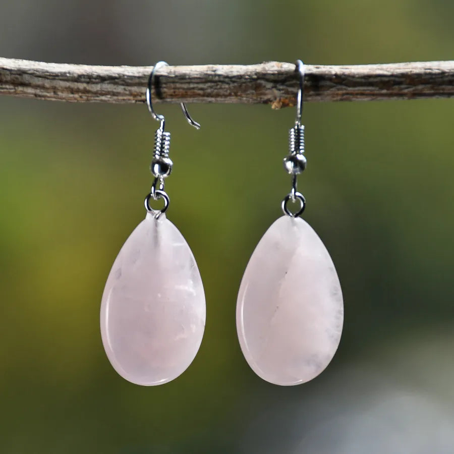 1 Pair Vintage Style Simple Style Water Droplets Alloy natural stone Drop Earrings