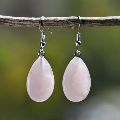 1 Pair Vintage Style Simple Style Water Droplets Alloy natural stone Drop Earrings