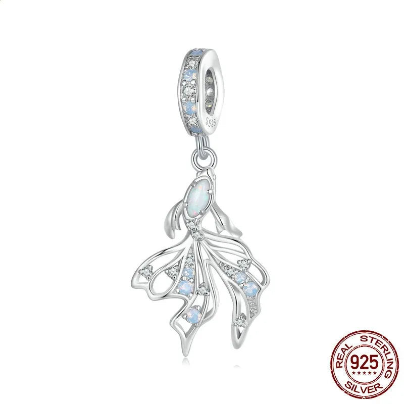 1 Piece 13 * 23mm 20 * 12mm Hole 4~4.9mm 925 Sterling Silver Jellyfish Heart Shape Fish Tail Polished Pendant Beads Jewelry Accessories