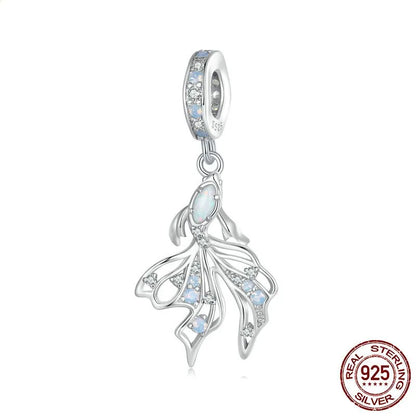 1 Piece 13 * 23mm 20 * 12mm Hole 4~4.9mm 925 Sterling Silver Jellyfish Heart Shape Fish Tail Polished Pendant Beads Jewelry Accessories