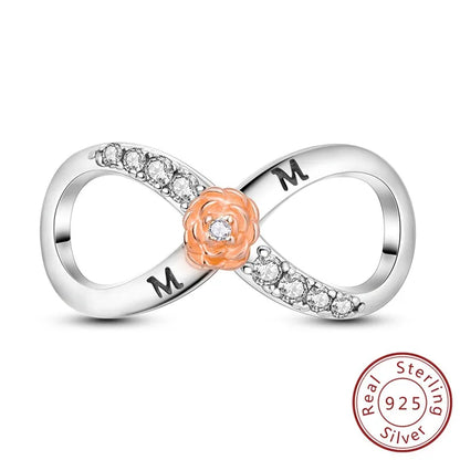 1 Piece 20.3*13.9mm 925 Sterling Silver Zircon Infinity Moon Pendant Beads Jewelry Accessories