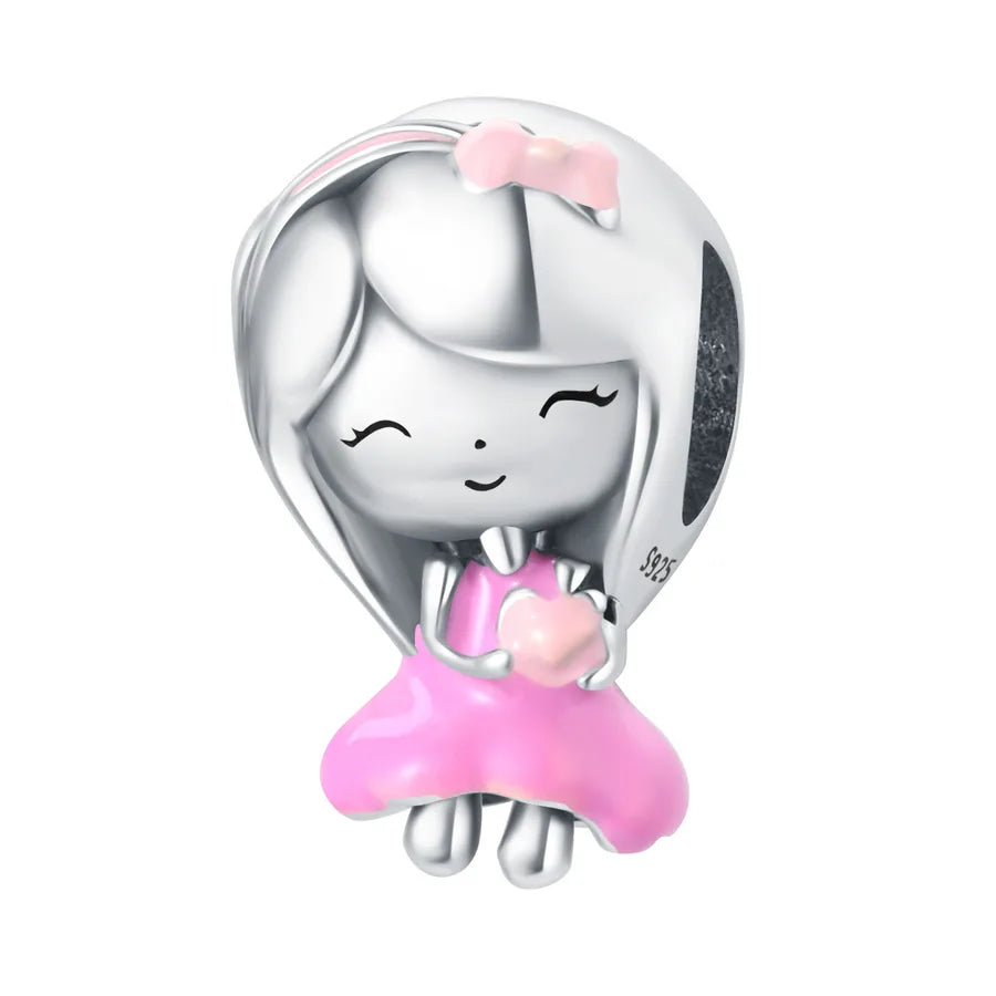 1 Piece 23*14mm 925 Sterling Silver Letter Heart Shape Pendant Beads Jewelry Accessories