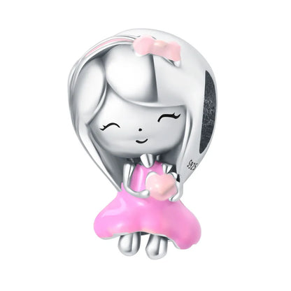 1 Piece 23*14mm 925 Sterling Silver Letter Heart Shape Pendant Beads Jewelry Accessories