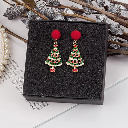 1 Pair Christmas Cute Streetwear Christmas Tree Santa Claus Star Plating Alloy Drop Earrings