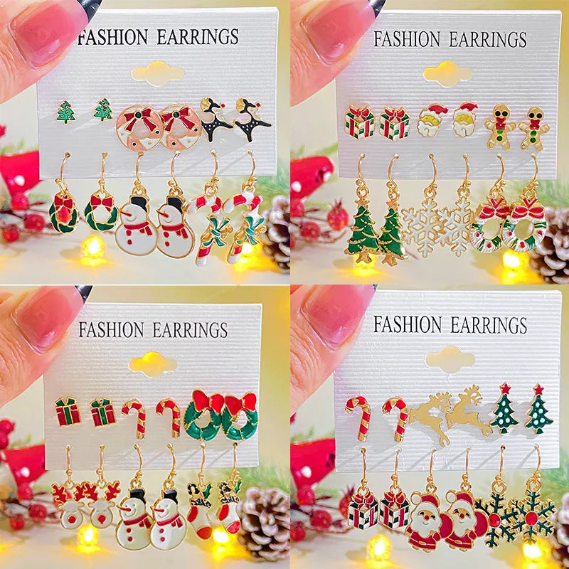 1 Pair Christmas Cute Christmas Tree Santa Claus Elk Plating Alloy Drop Earrings
