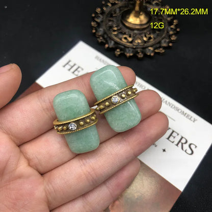 1 Pair Elegant Vintage Style Classic Style Geometry Stone Copper Ear Studs