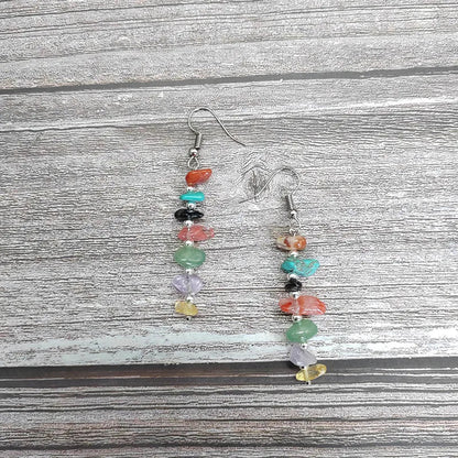 1 pair ethnic style geometric natural stone drop earrings