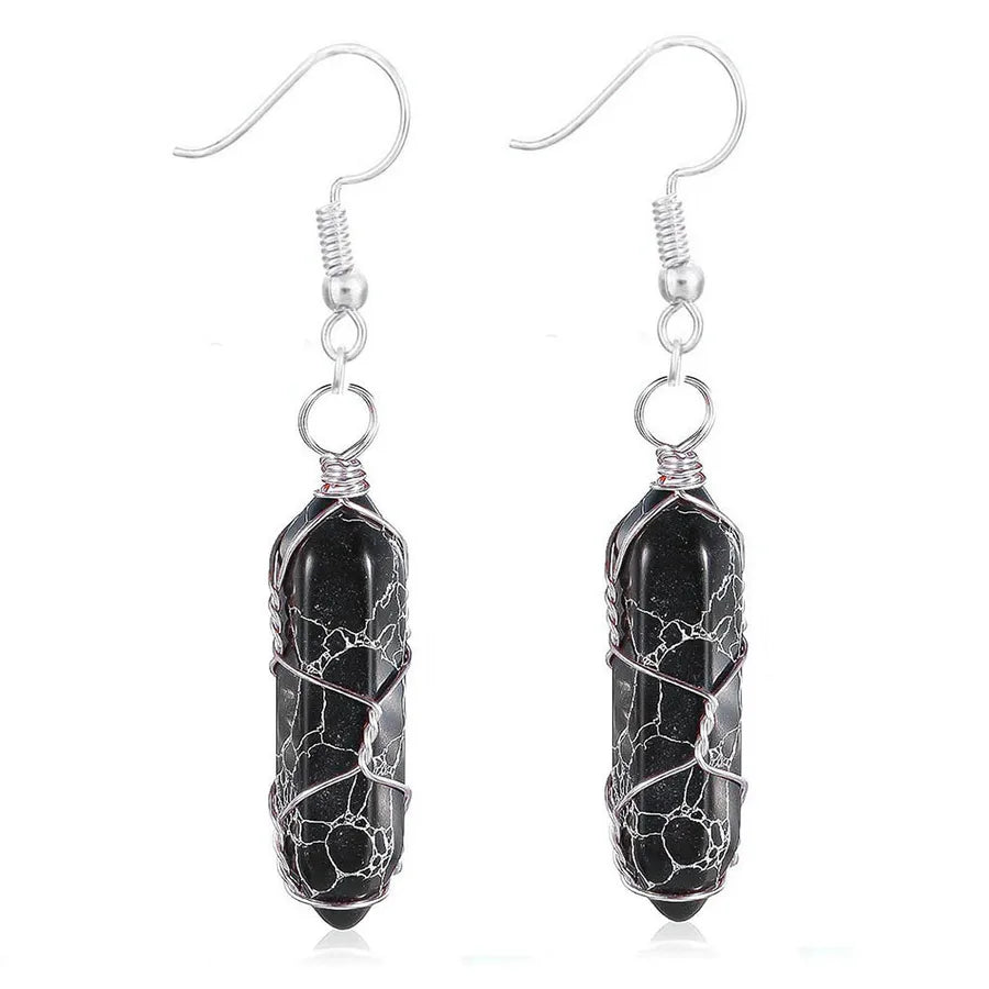1 Pair Casual Simple Style Geometric natural stone Crystal Iron Drop Earrings