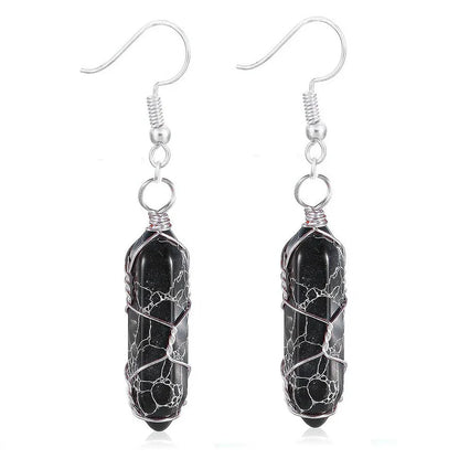 1 Pair Casual Simple Style Geometric natural stone Crystal Iron Drop Earrings