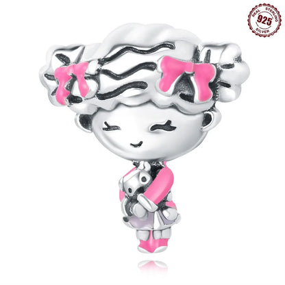 1 Piece 925 Sterling Silver Zircon Human Heart Shape Polished Pendant Beads Jewelry Accessories