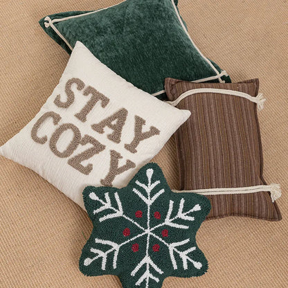 Christmas Trim Embroidered Velvet Pillow Cover Office Chair Cushion Bedroom Bedside Pillow New Arrival Festive Christmas Style