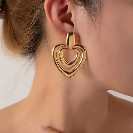 1 Pair Exaggerated Modern Style Heart Shape 304 Stainless Steel Ear Studs