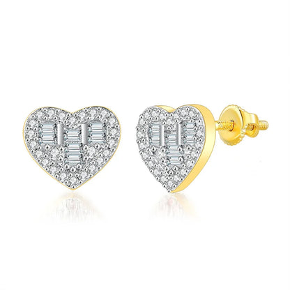 1 Pair Hip-Hop Round Square Heart Shape Plating Inlay Copper Zircon White Gold Plated Gold Plated Ear Studs
