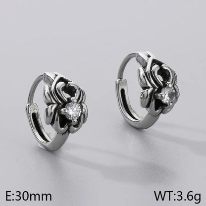 1 Pair Halloween Hip-Hop Skull Inlay 304 Stainless Steel Zircon Earrings Ear Studs
