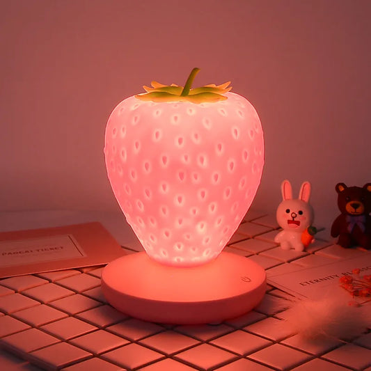 Creative home strawberry night light USB charging bedside decoration atmosphere light new exotic led silicone eye protection table lamp