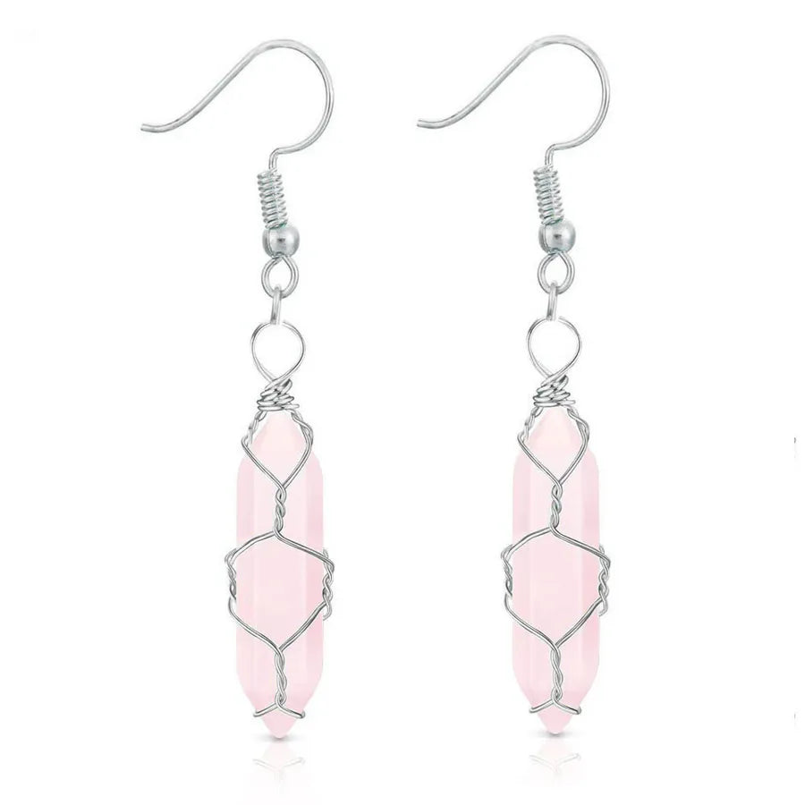 1 Pair Casual Simple Style Geometric natural stone Crystal Iron Drop Earrings