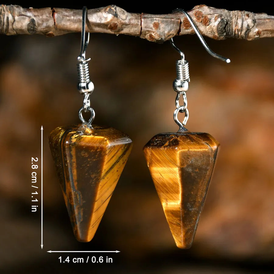 1 Pair Retro Handmade Geometric Alloy natural stone Drop Earrings
