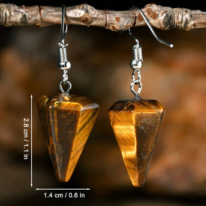 1 Pair Retro Handmade Geometric Alloy natural stone Drop Earrings