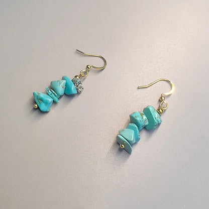 1 pair bohemian irregular geometric stainless steel natural stone drop earrings