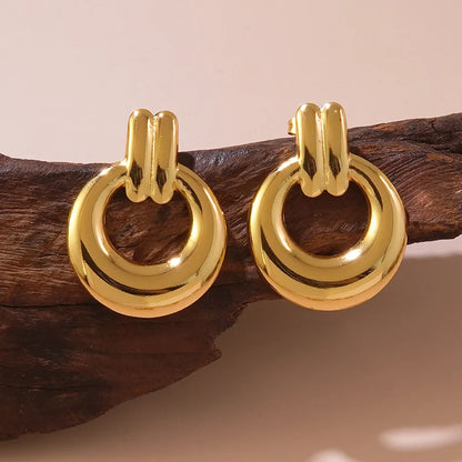 1 Pair IG Style Exaggerated Simple Style Irregular Geometric Round Irregular Hollow Out 304 Stainless Steel Imitation Gold  Ear Studs