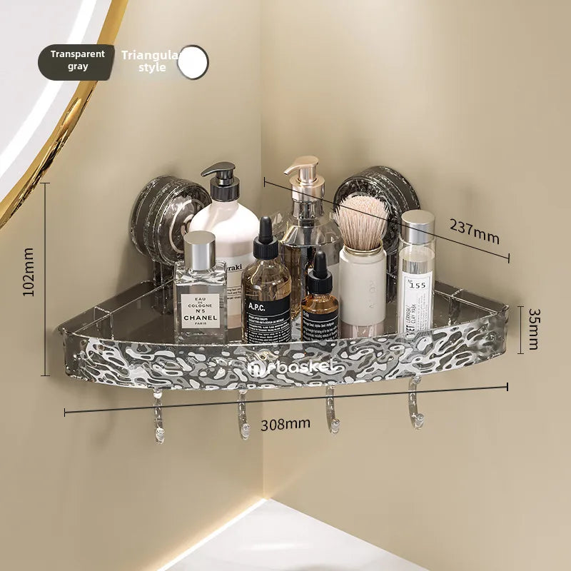 Bathroom suction cup triangle storage rack punch-free wall-mounted shelf bathroom toilet washstand corner storage rack