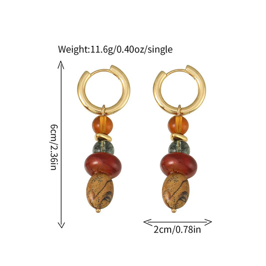 1 Pair Casual Elegant Irregular natural stone Crystal Copper Drop Earrings