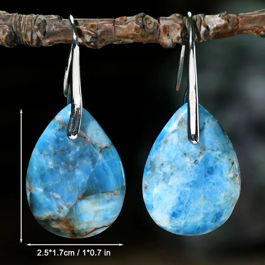 1 Pair Retro Handmade Geometric Alloy natural stone Drop Earrings