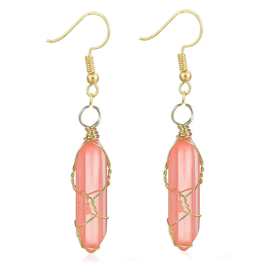 1 Pair Casual Simple Style Geometric natural stone Crystal Iron Drop Earrings