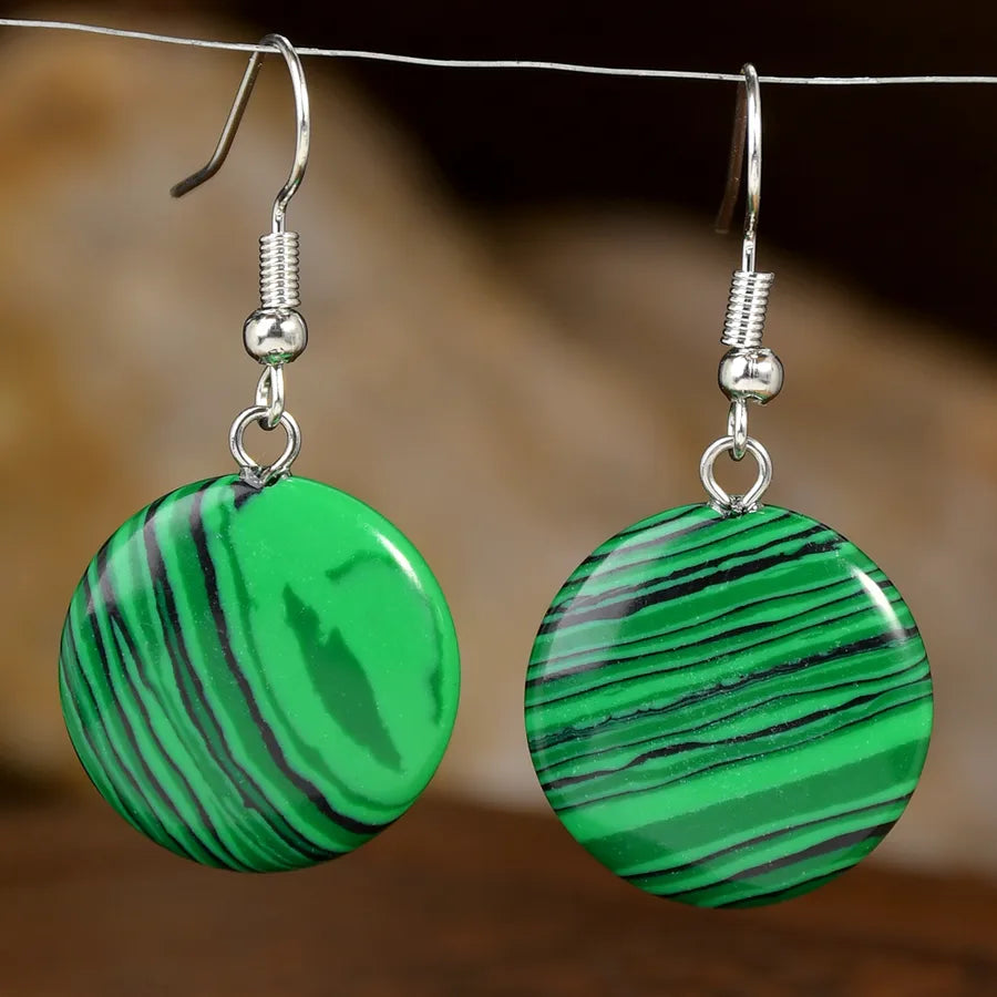 1 Pair Vintage Style Simple Style Round Handmade natural stone Drop Earrings